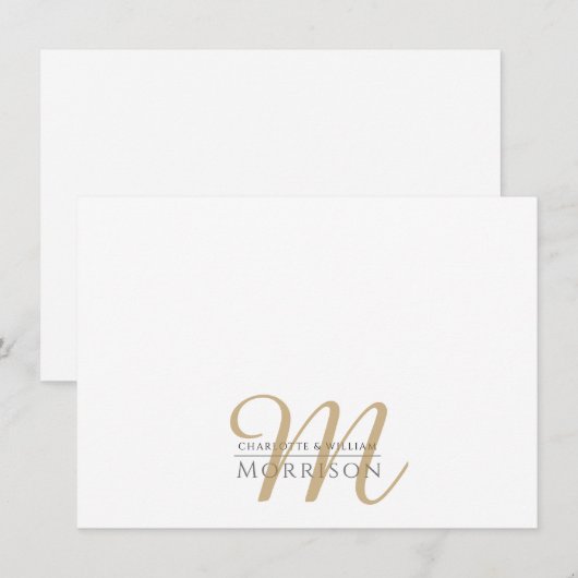Elegant Paar Goud Zwart Monogram Logo Notitiekaartje (Voorkant / Achterkant)