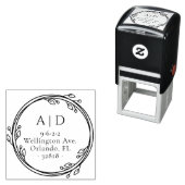 Elegant paar Initialen Botanische terugkeer adres Zelfinktende Stempel (In situ)