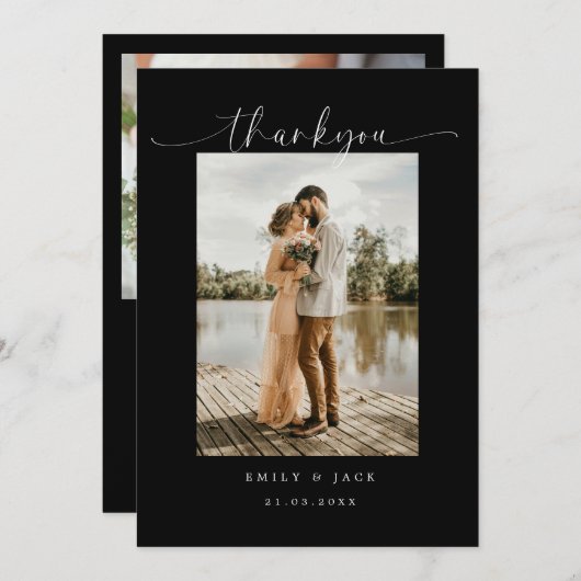 Elegant paar Minimalistisch Eenvoudig Script Trouw Kaart (Voorkant / Achterkant)