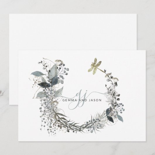 Elegant paar Monogram Flat Note Kaart Notitiekaartje (Voorkant / Achterkant)