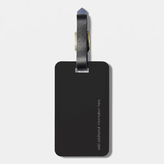 Elegant paar namen op zwart bagagelabel (Achterkant verticaal)