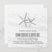 Elegant Paar of Starfish Musical Wedding Kaart (Voorkant / Achterkant)