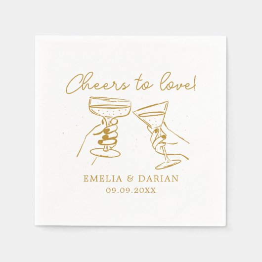 Elegant Paar Proost op Liefde Minimalistische Brui Servet (Voorkant)