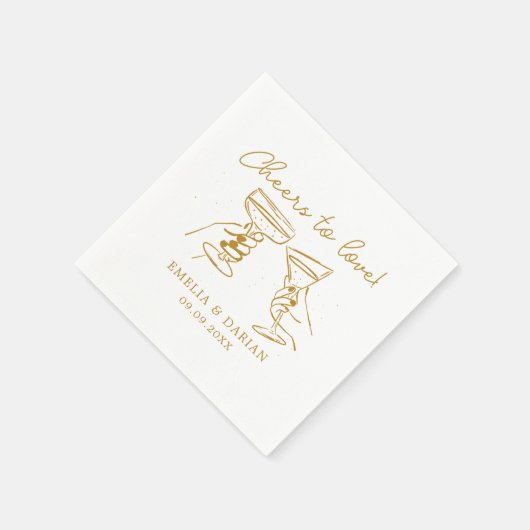 Elegant Paar Proost op Liefde Minimalistische Brui Servet (Hoek)