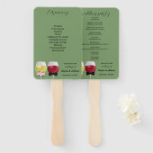 Elegant  Paar Wijn Trouwprogramma Handwaaier (Voorkant en achterkant)