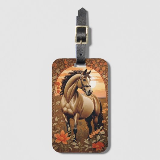 Elegant paard bij zonsondergang bagagelabel (Voorkant (verticaal))