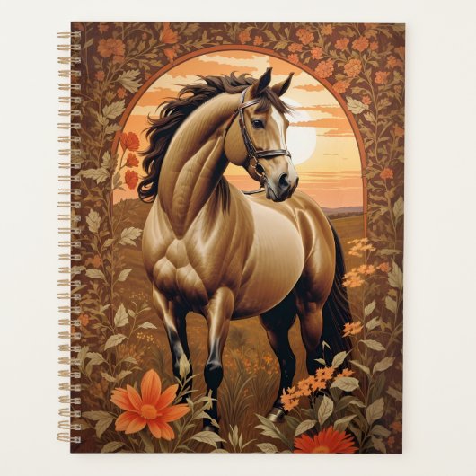 Elegant  paard bij zonsondergang planner (Voorkant)