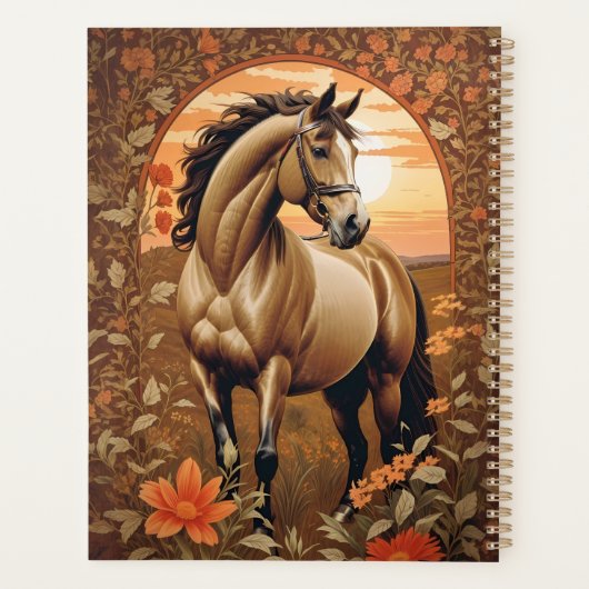 Elegant  paard bij zonsondergang planner (Achterkant)