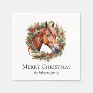Elegant paard en krans Vrolijke kerst servetten