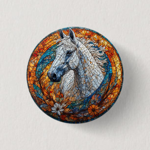 Elegant paard gebrandschilderd portret ronde button 3,2 cm