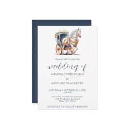 Elegant Paard Getrokken Koets Bruiloft Uitnodiging