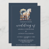 Elegant Paard Getrokken Koets Bruiloft Uitnodiging (Voorkant / Achterkant)