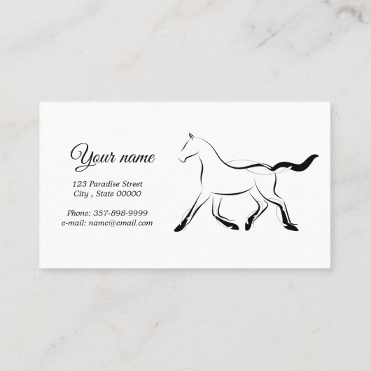 Elegant paard in zwarte kleur afsprakenkaartje (Achterkant)