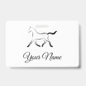 Elegant paard in zwarte kleur badge (Achterkant)