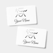 Elegant paard in zwarte kleur badge (Voor- en achterkant)