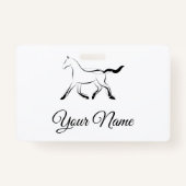 Elegant paard in zwarte kleur badge (Achterkant)