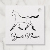 Elegant paard in zwarte kleur bedankjes labels (Achterkant)