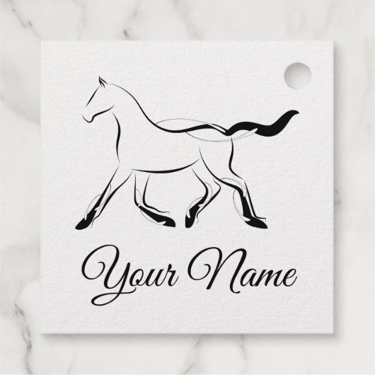 Elegant paard in zwarte kleur bedankjes labels (Achterkant)