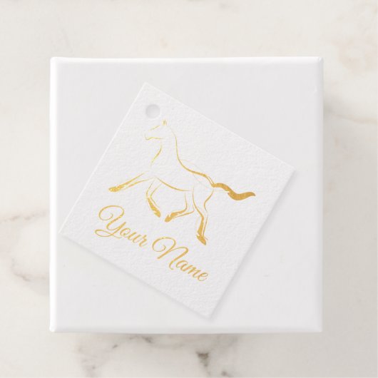 Elegant paard in zwarte kleur bedankjes labels (Met doos)