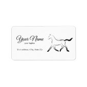 Elegant paard in zwarte kleur etiket (Voorkant)