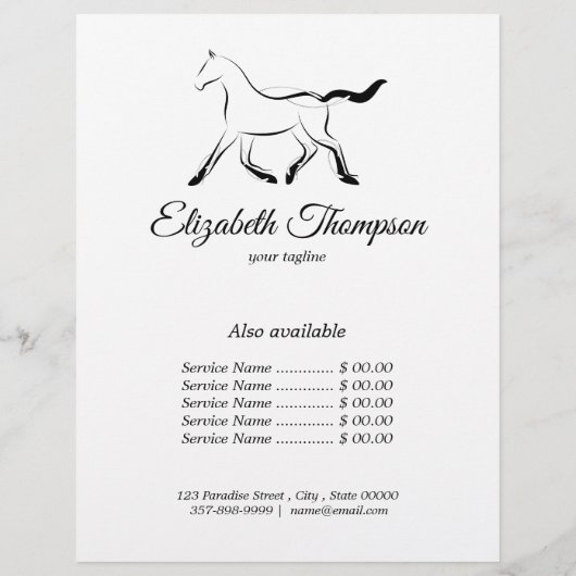 Elegant paard in zwarte kleur flyer (Achterkant)