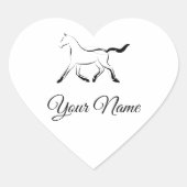 Elegant paard in zwarte kleur hart sticker (Voorkant)