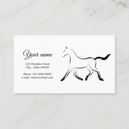 Elegant paard in zwarte kleur klantenkaartje (Achterkant)