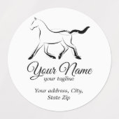 Elegant paard in zwarte kleur labels (Design 1)