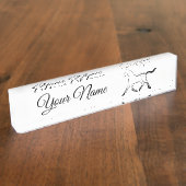 Elegant paard in zwarte kleur naambordje (Zijkant)