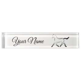 Elegant paard in zwarte kleur naambordje