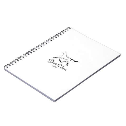 Elegant paard in zwarte kleur notitieboek (Linkerzijde)