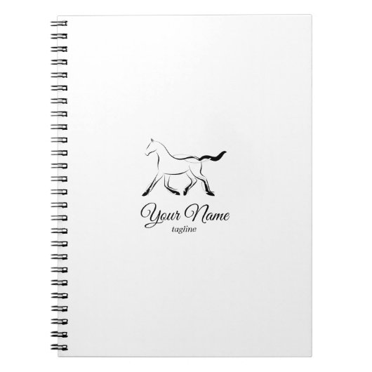 Elegant paard in zwarte kleur notitieboek (Voorkant)