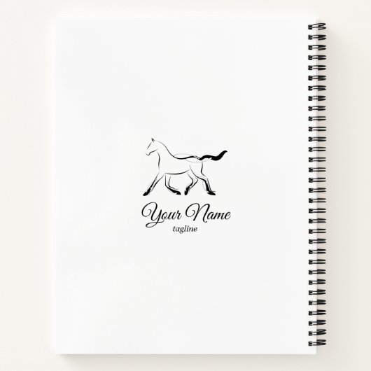 Elegant paard in zwarte kleur notitieboek (Achterkant)