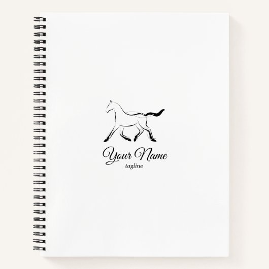 Elegant paard in zwarte kleur notitieboek (Voorkant)