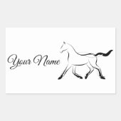 Elegant paard in zwarte kleur rechthoekige sticker (Voorkant)