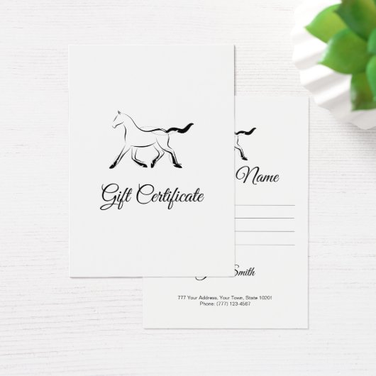 Elegant paard in zwarte kleur visitekaartje (Bureau)