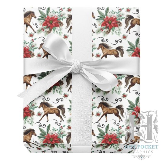 Elegant Paard Kerst Inpakpapier