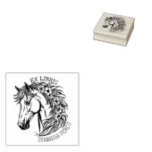 Elegant paard met bloemen, Ex Libris Boek Rubberstempel (Gestempeld)