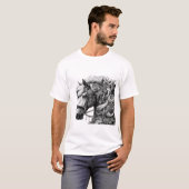 Elegant paard met sierdetails - zwart en t-shirt (Voorkant volledig)