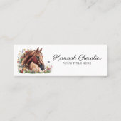 Elegant paard met wilde bloem ruiter mini visitekaartje (Achterkant)