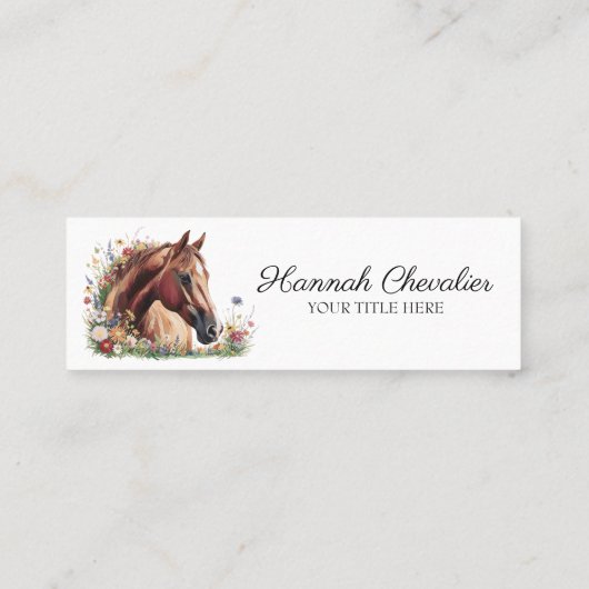 Elegant paard met wilde bloem ruiter mini visitekaartje (Achterkant)