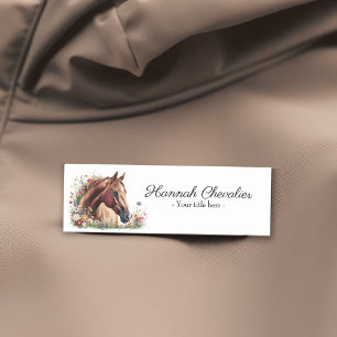 Elegant paard met wilde bloem ruiter naamplaatje