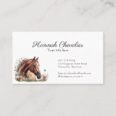 Elegant paard met wilde bloem ruiter visitekaartje (Voorkant)