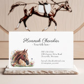 Elegant paard met wilde bloem ruiter visitekaartje