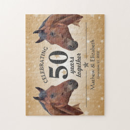 Elegant Paard Op Maat Gemaakt Goud 50ste Trouwdag  Legpuzzel