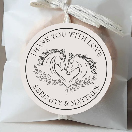 Elegant Paard Trouwen Rustiek Land Dank u Ronde Sticker
