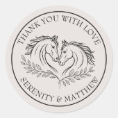 Elegant Paard Trouwen Rustiek Land Dank u Ronde Sticker (Voorkant)