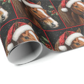 Elegant paard vakantie cadeau wrap, vrolijk kerstf cadeaupapier (Rol Hoek)