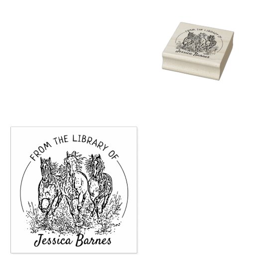 Elegant Paarden Boekplaat Rubberstempel (Gestempeld)