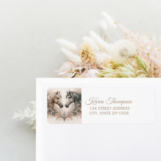 Elegant paarden retour adreslabel etiket